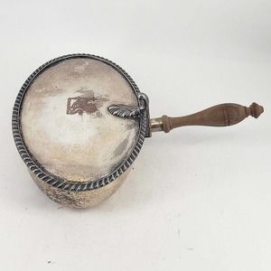 Vintage Silver Plated Silent Butler Pan Crumb Catcher w wood handle